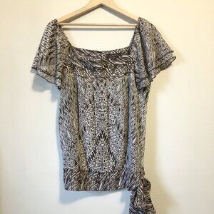 NWT Vintage Jessica Arizona Flutter Sleeve Tie Hem Blouse